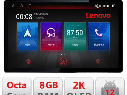 Navigatie dedicata Lenovo Skoda Kodiaq N-KODIAQ, Ecran 2K QLED 13",Octacore,8Gb RAM,128Gb Hdd,4G,360,DSP,Carplay,Bluetooth