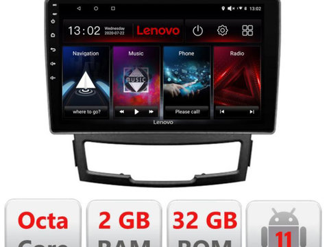 Navigatie dedicata Lenovo Ssangyong Korando 2011- D-159, Octacore Qualcomm, 2Gb RAM, 32Gb Hdd, 4G, Qled, DSP, Carplay, Bluetooth