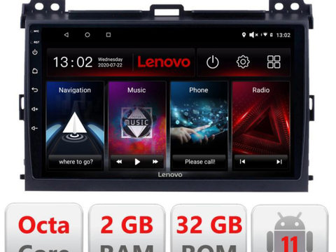 Navigatie dedicata Lenovo Toyota Prado 2004-2009 D-456, Octacore Qualcomm, 2Gb RAM, 32Gb Hdd, 4G, Qled, DSP, Carplay, Bluetooth