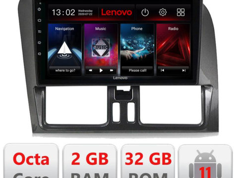 Navigatie dedicata Lenovo Volvo XC60 2014-2018 sistem Sensus Connect D-272-14, Octacore Qualcomm, 2Gb RAM, 32Gb Hdd, 4G, Qled, DSP, Carplay, Bluetooth