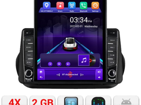 Navigatie dedicata Peugeot Bipper, Citroen Nemo, Fiat Qubo 2008-2017 Android radio gps internet quad core 2+32 ecran vertical 9.7" Kit-bipper+EDT-E708