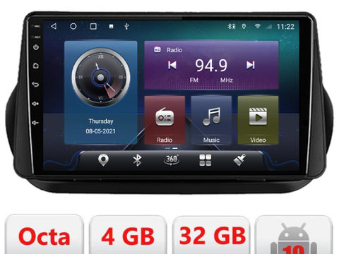Navigatie dedicata Peugeot Bipper, Citroen Nemo, Fiat Qubo 2008-2017 Android radio gps internet Octa core 4+32 Kit-bipper+EDT-E410