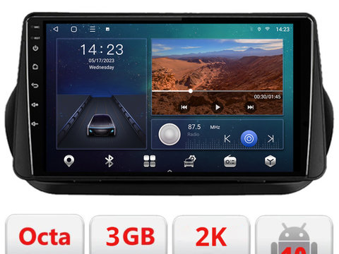 Navigatie dedicata Peugeot Bipper, Citroen Nemo, Fiat Qubo 2008-2017 Android ecran Qled 2K Octa Core 3+32 carplay android auto Kit-bipper+EDT-E310v3-2K