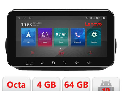 Navigatie dedicata Peugeot Bipper, Citroen Nemo, Fiat Qubo 2008-2017 Android radio gps internet Lenovo Octa Core 4+64 LTE ecran de 10.33' wide Kit-bipper+EDT-E511-PRO