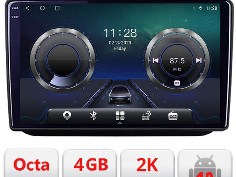 Navigatie dedicata Skoda Fabia 2 2009-2014 Android Octa Core Ecran 2K QLED GPS 4G 4+32GB 360 KIT-fabia 2+EDT-E410-2K
