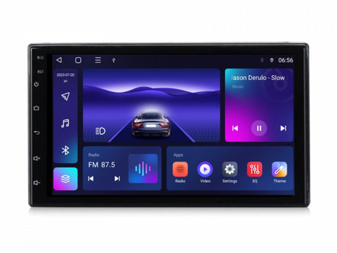 Navigatie universala 2DIN cu Android, 3GB RAM, Radio GPS Dual Zone, Display HD IPS 7" Touchscreen, Internet Wi-Fi si slot SIM 4G, Bluetooth, MirrorLink, USB, Waze