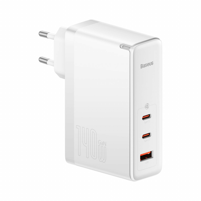 Încărcător Rapid Baseus GaN5 Pro 2xUSB-C + USB 140W EU Alb (CCGP100202)