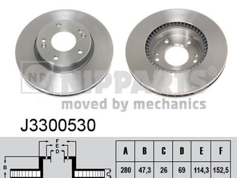 Nipparts set 2 discuri frana fata hyundai, kia