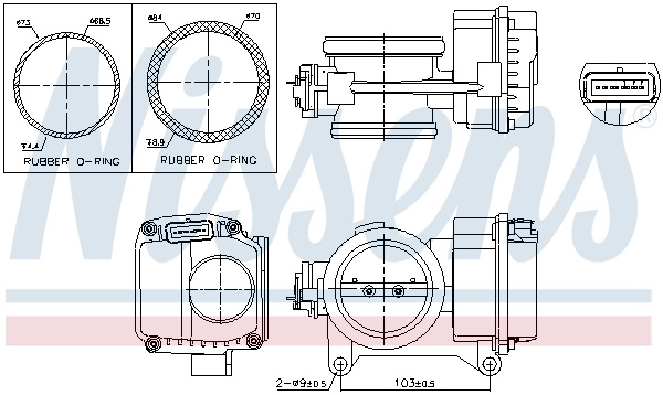 NISSENS Carcasa clapeta 955096 la masina RENAULT SYMBOL II (LU_) K4M 743 1598cc 105cp 77kW 2008 2009 2010 2011 2012 2013 2014