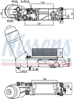 NISSENS Radiator ulei, ulei motor 91335 pentru CHRYSLER GRAND VOYAGER V (RT) 2011 2012 2013 2014 2015 2016