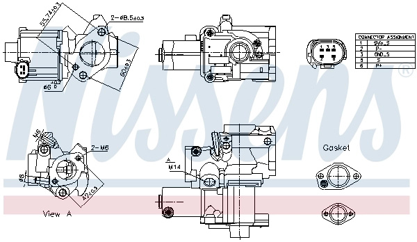 NISSENS Supapa EGR 98199 model AUDI A8 D3 (4E2, 4E8) BNG 2967cc 211cp 155kW 2003 2004 2005 2006 2007 2008 2009 2010