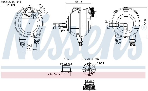 NISSENS Vas de expansiune, racire 996306 compatibil cu CITROEN C3 AIRCROSS II Van (2C_, 2R_) 2019 2020 2021 2022 2023 2024