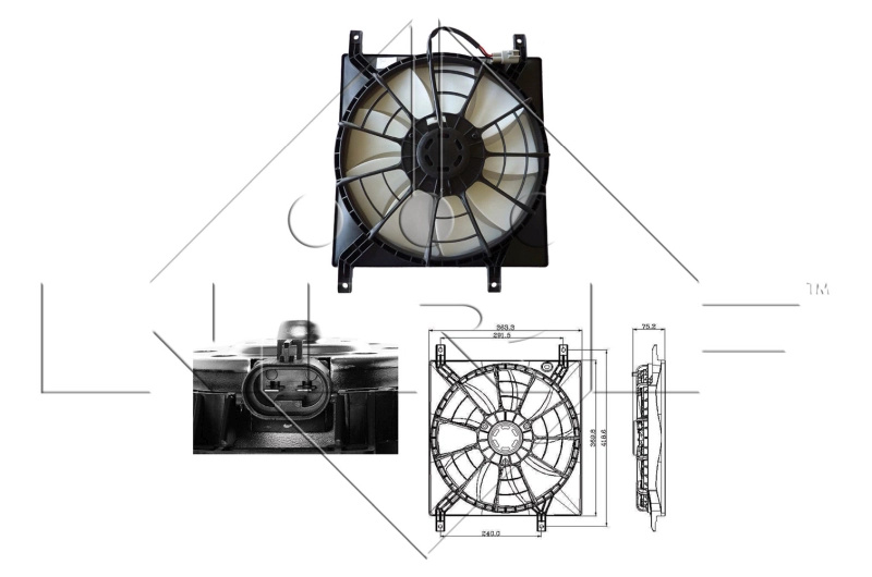 NRF Ventilator, radiator 47257 model SUZUKI SX4 (EY, GY) 2006 2007 2008 2009 2010 2011 2012 2013 2014 2015