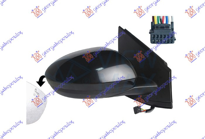 OGLINDA ELECTRICA INCALZITA GRUNDUITA (CU SENZOR & BLIS) (9 PIN) CALITATEA A Stanga., DACIA, DACIA LOGAN 21-, 220307581
