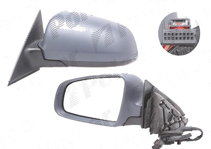 Oglinda exterioara Audi A3 (8p), 05.2003-04.2008, Stanga, 3 usi, reglare electrica, grunduita, incalzita, geam asferic, cromat, pliere electrica, 7 pini