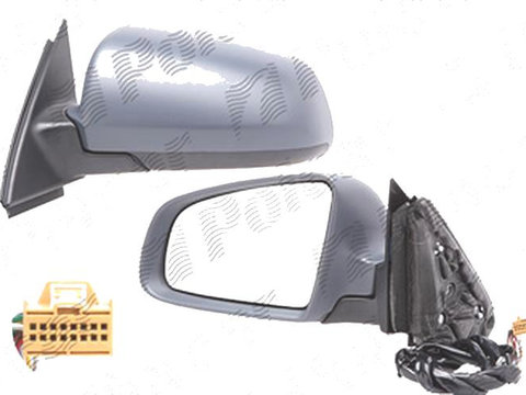 Oglinda exterioara Audi A4 (B7), 11.2004-03.2008, Stanga, reglare electrica, grunduita, incalzita, geam asferic, cromat, pliere electrica, memorie, 14 pini