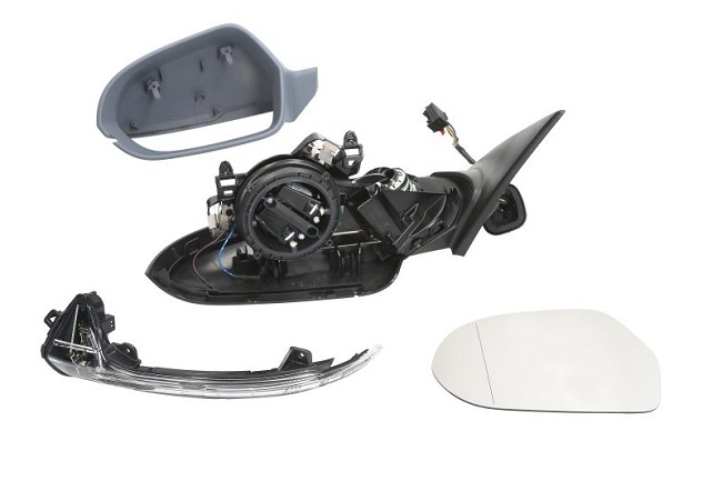 Oglinda exterioara Audi A6 (4g/C7), 01.2011-06.2014, A6 (4g/C7), 06.2014-, Stanga, reglare electrica, grunduit, incalzita, geam asferic, cromat, 8 pini, cu LED indicator, View Max
