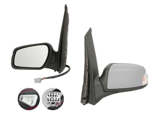 Oglinda exterioara Ford Focus C-Max (C214), 10.2003-06.2007 , C-Max (C214), 06.2007-12.2010, Stanga, NU pentru versiune Titanium, reglare electrica, grunduita, incalzita, geam convex, cromat, pliere electrica, cu semnalizare, cu lampa perimetru