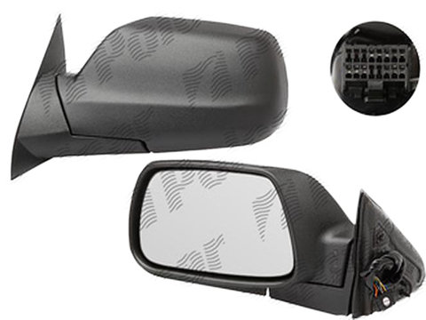 Oglinda exterioara Jeep Grand Cherokee (Wh), 01.2005-07.2010, partea Dreapta, culoare sticla crom, sticla convexa, cu carcasa neagra, cu incalzire, ajustare electrica, ajustare electrica