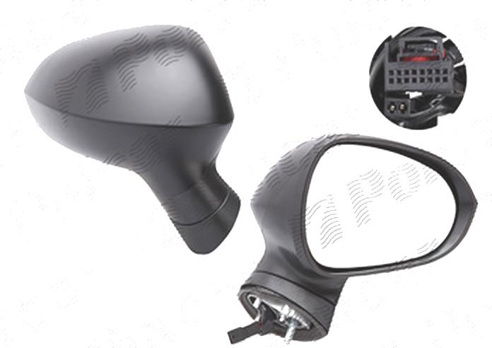 Oglinda exterioara Seat Ibiza (6j), 04.2008-04.2012, Ibiza (6j), 04.2012-, Dreapta, reglare electrica, carcasa neagra, incalzita, geam convex, 5 pini