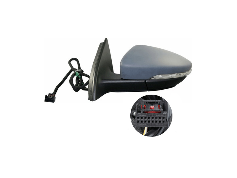 Oglinda exterioara VW Passat (B7 (36)), 11.2010-2015, Stanga, reglare electrica, grunduit, incalzita, geam asferic, cromat, 6 pini, cu semnalizare, 3AA8575079B9 SRLine Polonia