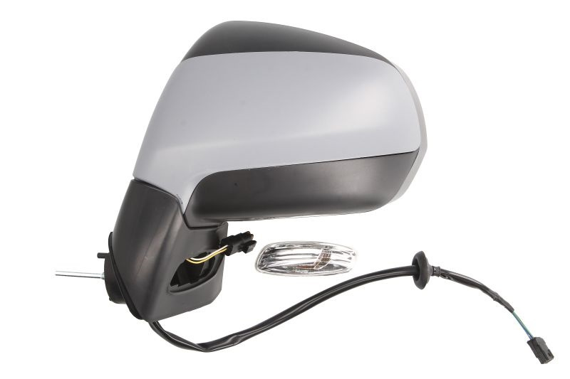 Oglinda usa exterioara Peugeot 3008, 08.2009-09.2016, 5008, 10.2009-04.2017, partea Stanga, reglare electrica, grunduit, incalzit, sticla convexa, 6 pini, cu Lucas, Aftermarket
