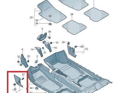 Ornament prag interior Volkswagen POLO (2009->)[6R] 6r1863483a82v