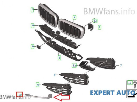 Ornament sub grila dreapta BMW X6 (2014->) [F16,F86] 51118056536