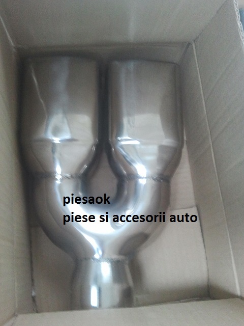 Ornament toba din inox cu capete ovale 2 iesiri