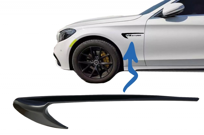 Ornamente Aripi Compatibil Cu Mercedes-Benz C-Class W205 S205 2014→ Negru Lucios WOMBB