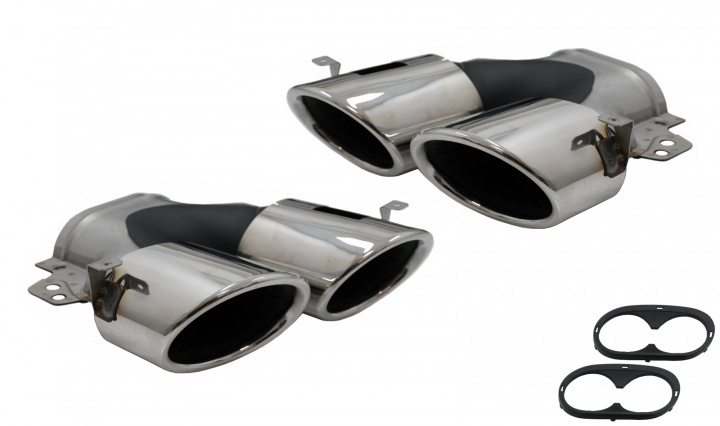 Ornamente pentru sistemul de evacuare compatibil cu Mercedes A-Class W177 CLA II X118 C118 GLA SUV H247 GLB SUV X247 35 AMG / 45 AMG (2018-) 45S Design Crom Tuning Mercedes-Benz A-Class W177/V177 2018 2019 2020 2021 2022 TY-W177-A45