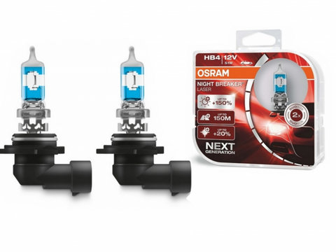 Osram Night Breaker Laser Halogen Set 2 Becuri Auto +110% 9006NL-HCB HB4 12V 51W (2 becuri) 9006NL-HCB