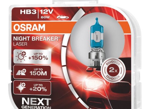 Osram night breker laser set 2 becuri hb3 12v