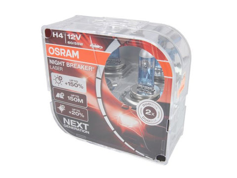 Osram set 2 becuri h4 12v light breaker laser