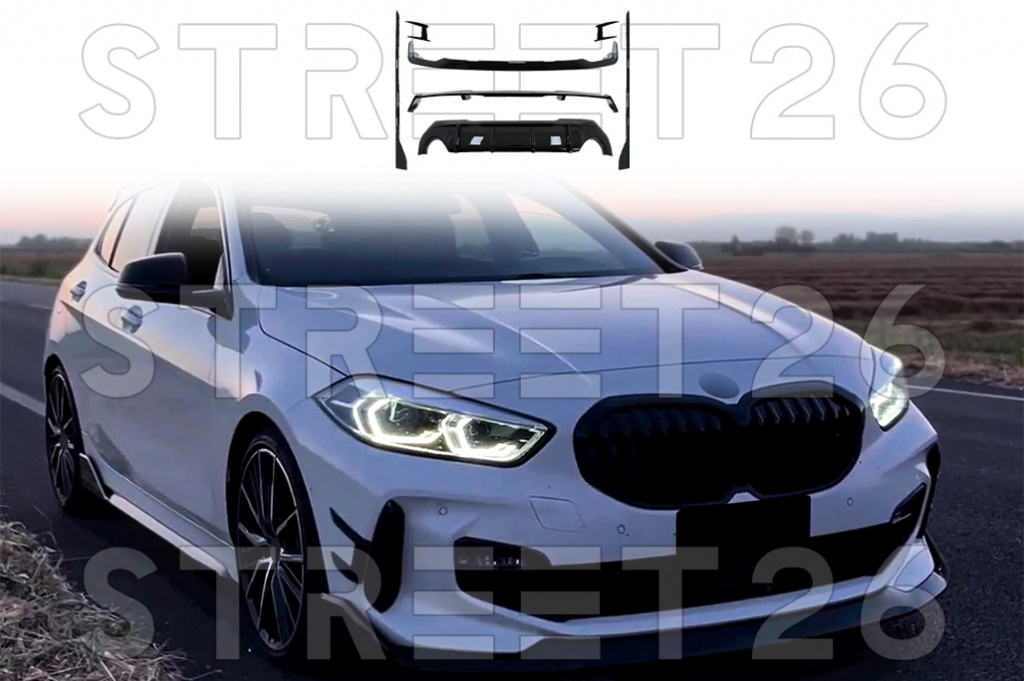 Pachet Exterior Aero Compatibil Cu BMW Seria 1 F40 (2019-Up) M Sport Design Negru Lucios