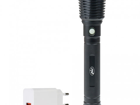 Pachet lanterna PNI Adventure F420 din aluminiu cu LED 10W, 1000lm, pana la 420m, cu 2 acumulatori inclusi, 8000 mAh tip 26650 si alimentator PNI CHG300 cu port USB C, QC3.0, PD3.0, PPS si port USB-A, 30W PNI-CHG3F420