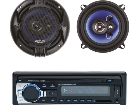 Pachet Radio MP3 player auto PNI Clementine 8428BT 4x45w + Difuzoare auto coaxiale PNI HiFi650, 120W, 16.5 cm PNI-AK002