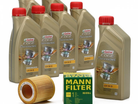 Pachet Revizie Bmw Ulei motor Castrol Edge LL04 5W-30 7L + Filtru Ulei Mann Filter HU816X