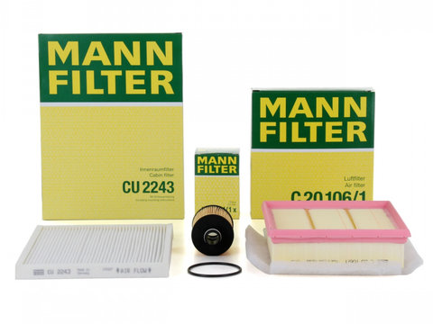 Pachet Revizie Filtru Aer + Polen + Ulei Mann Filter Opel Corsa D 2010-2014 1.3 CDTI 75 / 95 PS C20106/1+CU2243+HU7004/1X