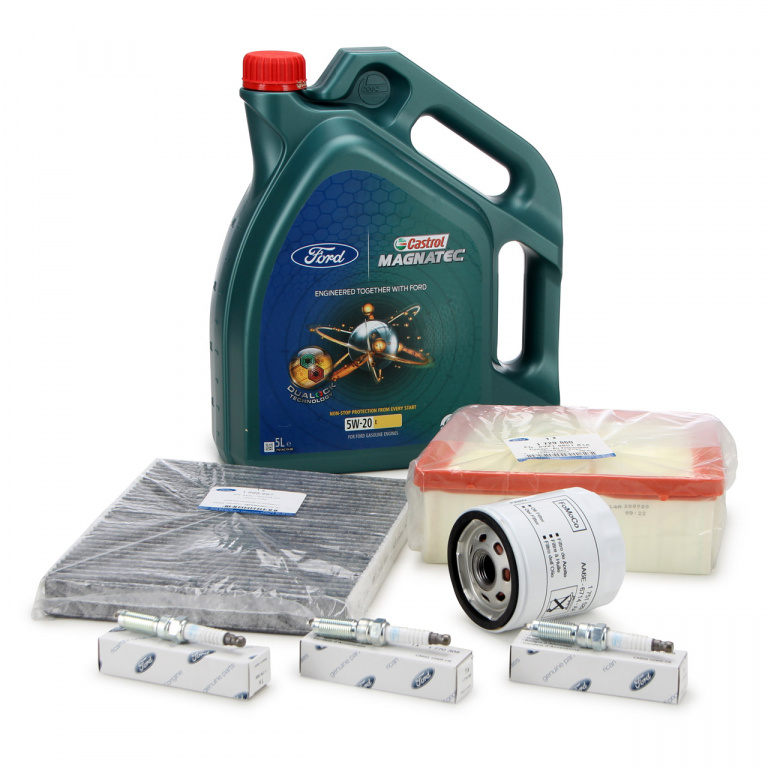 Pachet Revizie Ulei Motor Castrol Magnatec Ford 5W-20 E 5L 15D63F + Set Filtru Aer + Polen + Ulei + 3 Buc Bujie Oe Ford B-Max 2012→ 1729860 + 1566997 + 2468342 + 3 Buc 1770305