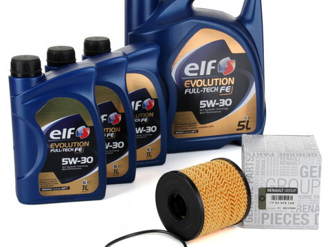 Pachet Revizie Ulei Motor Elf Evolution Full Tech FE 5W-30 5L + 3 Buc 1L + Filtru Ulei Oe Nissan Interstar 2002→ 7701479124