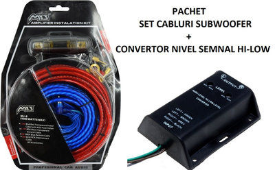 Pachet Set cabluri subwoofer + conector nivel semn