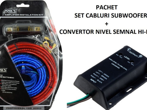 Pachet Set cabluri subwoofer + conector nivel semnal HI-LOW