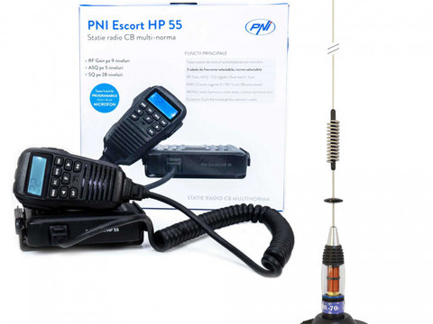 Pachet Statie radio CB PNI Escort HP 55 ASQ cu Antena CB PNI ML70 si baza magnetica 145 mm inclusa PNI-PACK92