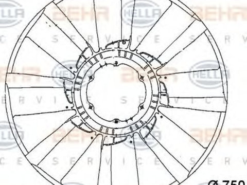 Paleta ventilator, racire motor MERCEDES-BENZ ACTROS (1996 - 2002) HELLA 8MV 376 757-101