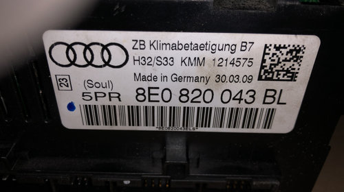Panou clima / Climatronic Audi A4 B7 8E0