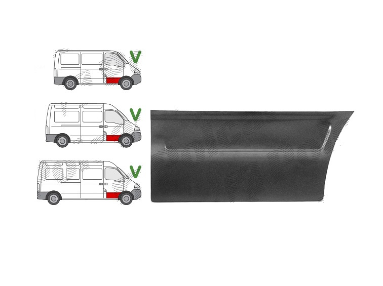 Panou de reparatie usa Iveco Daily 2, 01.1999-04.2006, Iveco Daily, 05.2006-09, Iveco Daily, 09.2011-07.2014, Iveco Daily, 09-09.2011, Opel Movano, 01.2004-07.2007, Opel Movano, 07.1998-12.2003, Opel Movano, 07.2007-01.2010, Fata, Dreapta, Aftermarke