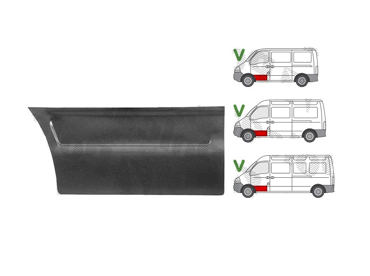 Panou de reparatie usa Iveco Daily 2, 01.1999-04.2006, Iveco Daily, 05.2006-09, Iveco Daily, 09.2011-07.2014, Iveco Daily, 09-09.2011, Opel Movano, 01.2004-07.2007, Opel Movano, 07.1998-12.2003, Opel Movano, 07.2007-01.2010, Fata, Stanga, Aftermarket