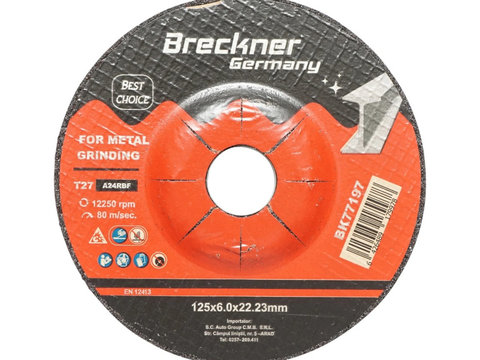 Panza disc ERK pentru taiat si polizat metal T27 125x6.0x22mm ERK AL-010223-14