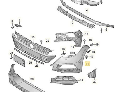 Parte laterala, Flasc bara VW ARTEON, 06.2017-, fata, partea stanga, grunduit